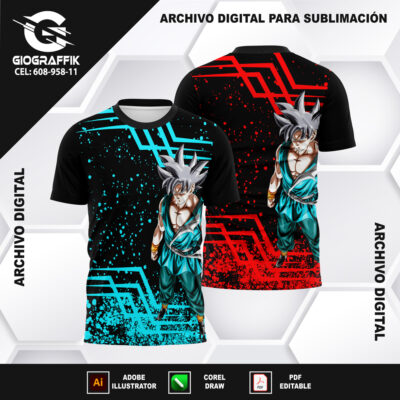 DRAGON BALL GOKU CIAN RED BLACK GRUNGE