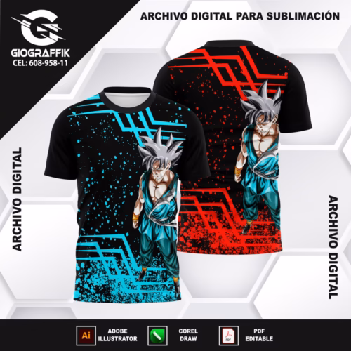 DRAGON BALL GOKU CIAN RED BLACK GRUNGE
