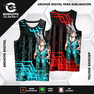 DRAGON BALL GOKU CIAN RED BLACK GRUNGE