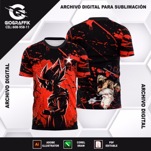 DRAGON BALL RED BLACK GRUNGE MAESTRO ROSHI
