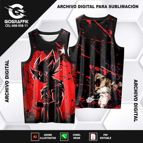 DRAGON BALL RED BLACK GRUNGE MAESTRO ROSHI