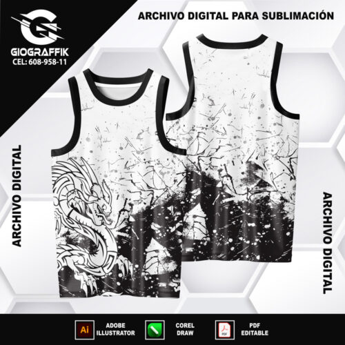 DRAGON BLACK GRUNGE LINEAS BLANCO