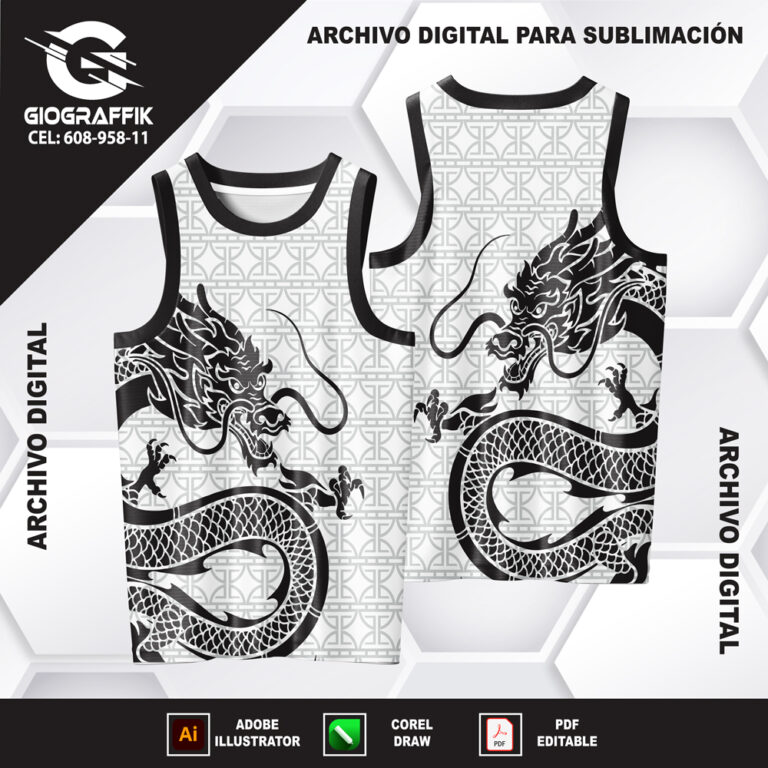 DRAGON BLACK PATTERN GEOMETRIC GRIS