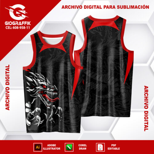 DRAGON FEROZ GARRAS PATTERNS PLOMO BLACK RED