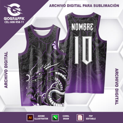 DRAGON FEROZ MORADO DEGRADE PATTERN PLOMO