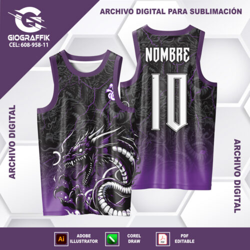 DRAGON FEROZ MORADO DEGRADE PATTERN PLOMO