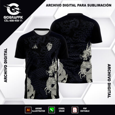 DRAGON GREEN PATTERN BLACK