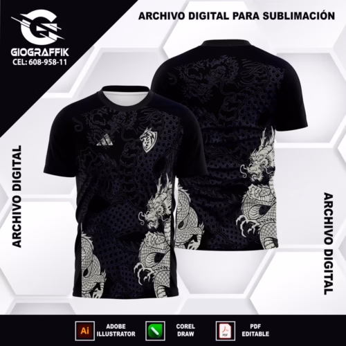 DRAGON GREEN PATTERN BLACK
