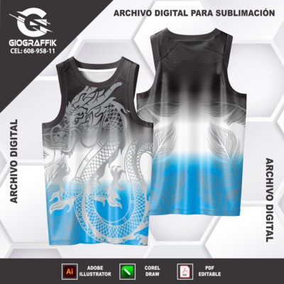 DRAGON GRIS DEGRADE CELESTE BLACK HOJAS