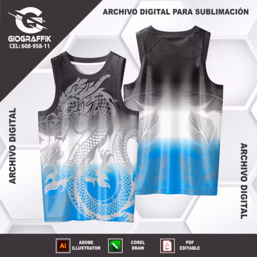 DRAGON GRIS DEGRADE CELESTE BLACK HOJAS
