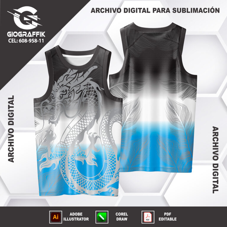 DRAGON GRIS DEGRADE CELESTE BLACK HOJAS