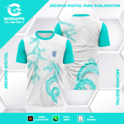 DRAGON VERDE AGUA PATTERN GRIS BLANCO