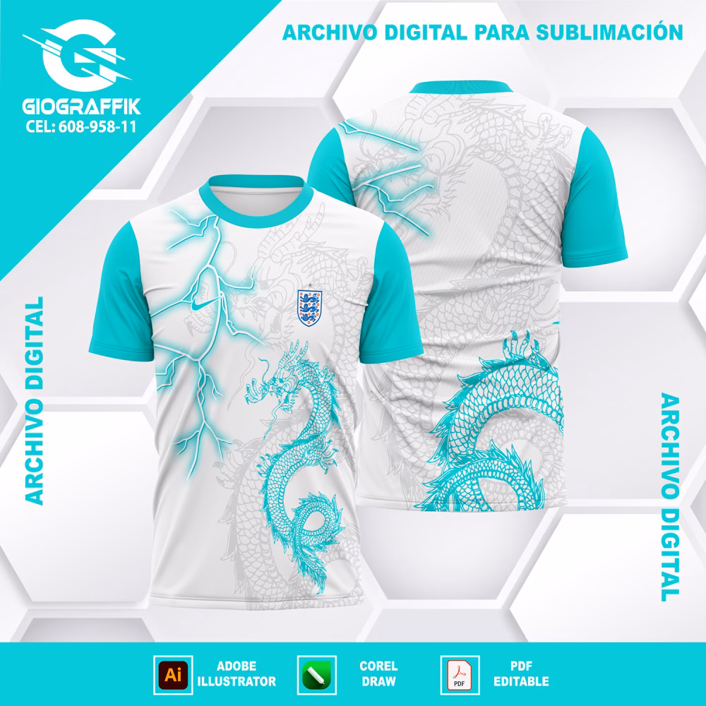 DRAGON VERDE AGUA PATTERN GRIS BLANCO