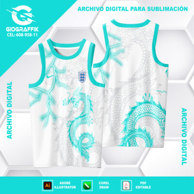 DRAGON VERDE AGUA PATTERN GRIS BLANCO