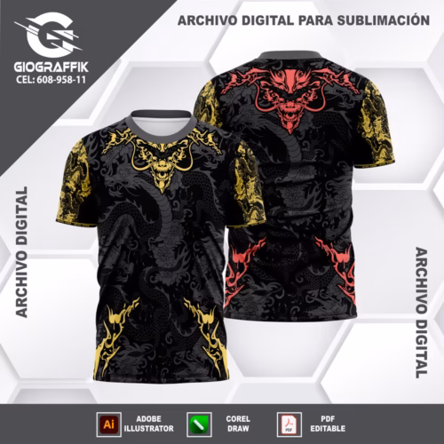 DRAGONS PATTERNS RED YELLOW CONCEP