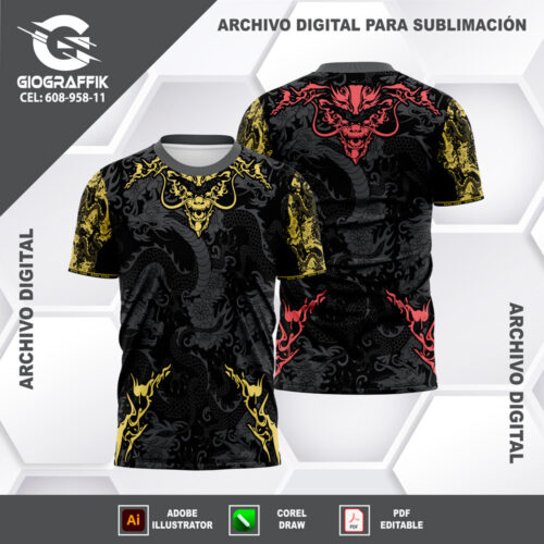 DRAGONS PATTERNS RED YELLOW CONCEP