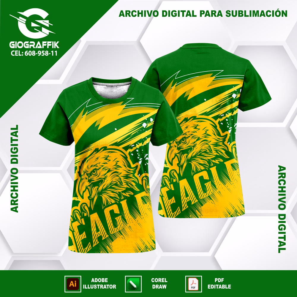 EAGLE VERDE AGUA GREEN YELLOW GRUNGE - Imagen 3