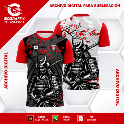 GUERRERO SAMURAI RED BLACK FLORAL BLANCO