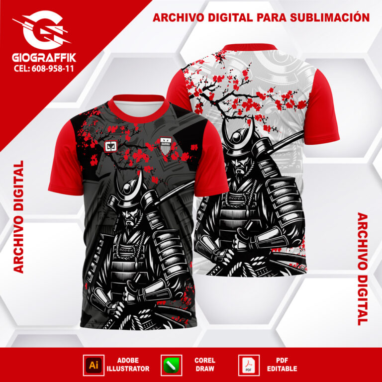 GUERRERO SAMURAI RED BLACK FLORAL BLANCO