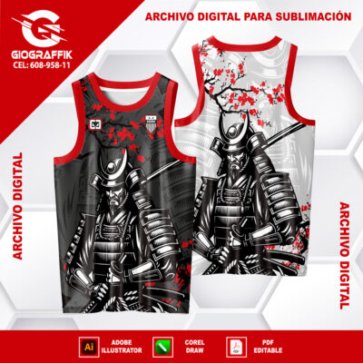 GUERRERO SAMURAI RED BLACK FLORAL BLANCO