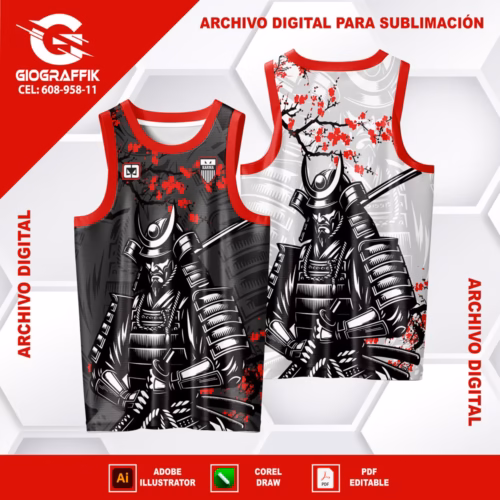 GUERRERO SAMURAI RED BLACK FLORAL BLANCO