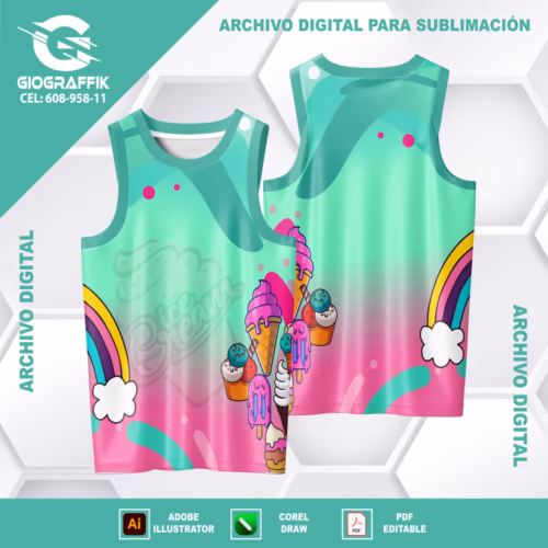 ICE CREAM HELADOS PASTEL COLOR ARCO IRIS CIAN