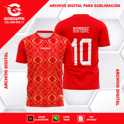JERSEY TRAMA PATTERN DORADO RED