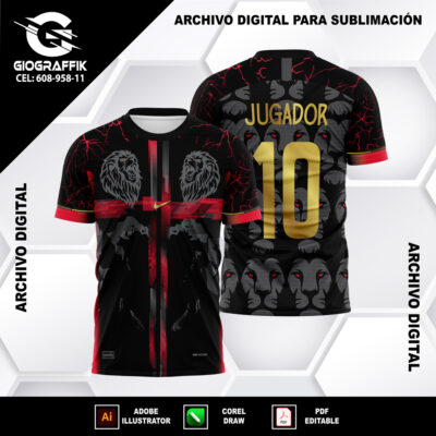 LEON RED RAYOS BLACK PATTERN DORADO