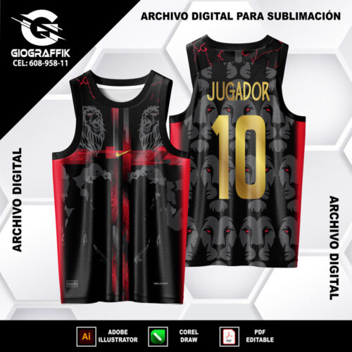 LEON RED RAYOS BLACK PATTERN DORADO