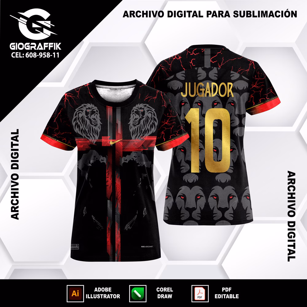 LEON RED RAYOS BLACK PATTERN DORADO - Imagen 3