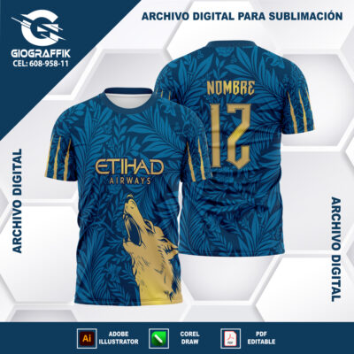 LOBO AULLADOR CREMA CELESTE BLUE HOJAS