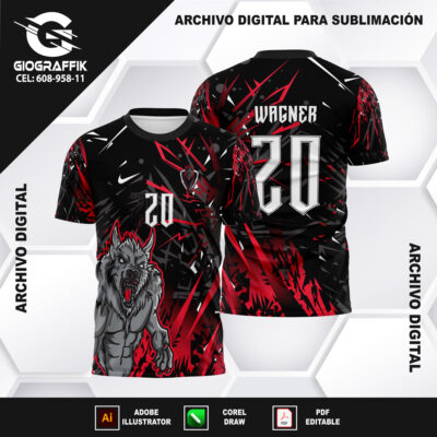 LOBO FURIOSO RED BLACK GEOMETRIC PUNTA PLOMO