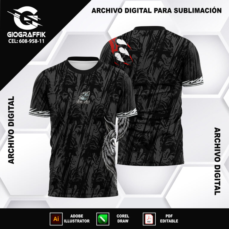 LOBO WOLF PATTERN BLACK BLANCO