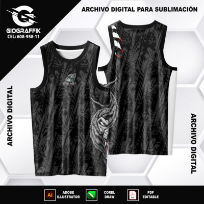 LOBO WOLF PATTERN BLACK BLANCO