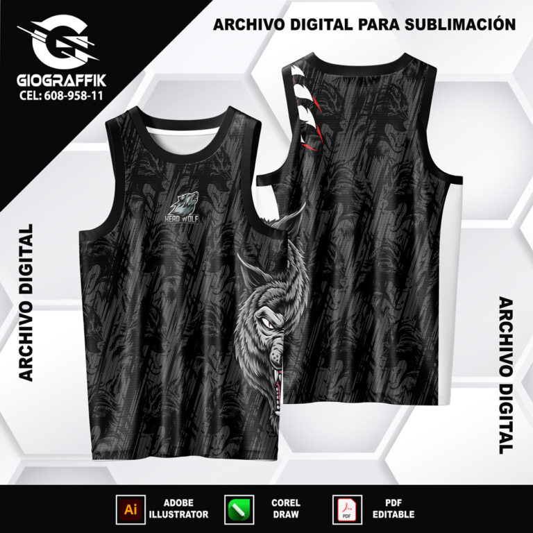 LOBO WOLF PATTERN BLACK BLANCO