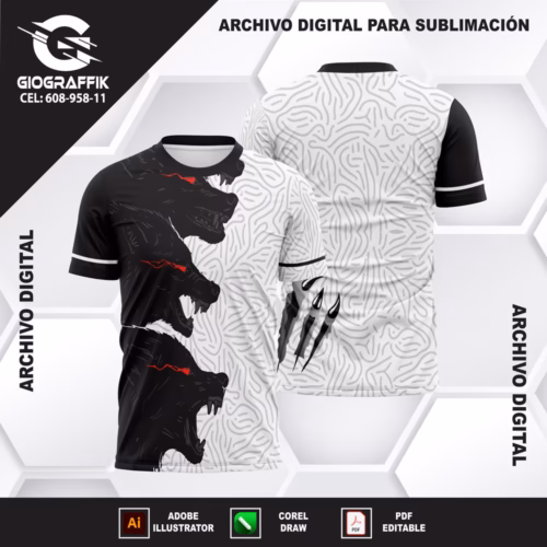 LOBOS MANADA BLACK OJOS ORANGE PATTERNS LINES