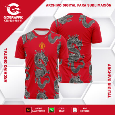 MANCHESTER UNITED DRAGONS PATTERN BLANCO RED YELLOW