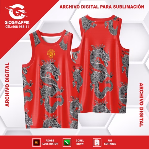 MANCHESTER UNITED DRAGONS PATTERN BLANCO RED YELLOW