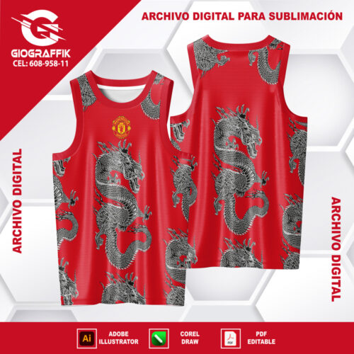 MANCHESTER UNITED DRAGONS PATTERN BLANCO RED YELLOW