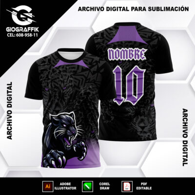 PANTERA FEROZ BLACK LILA DEGRADE GRUNGE