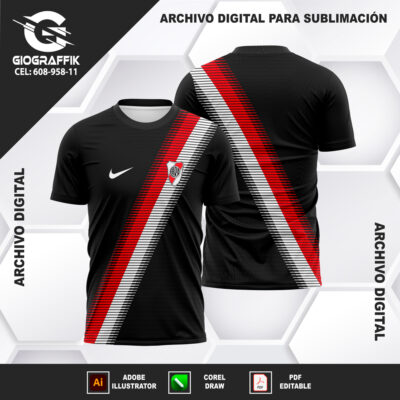 RIVER PLATE LINEAS HOR RED BLACK