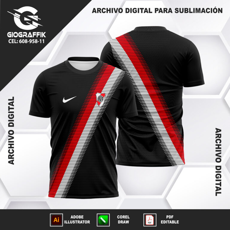 RIVER PLATE LINEAS HOR RED BLACK