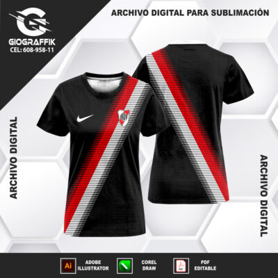 RIVER PLATE LINEAS HOR RED BLACK