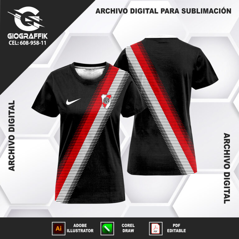 RIVER PLATE LINEAS HOR RED BLACK