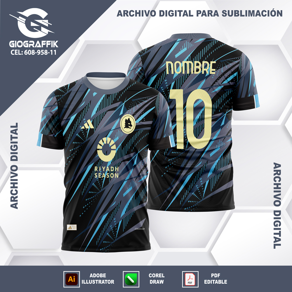 ROMA JERSEY GEOMETRIC BLACK 2024 C ROMA JERSEY GEOMETRIC BLACK 2024 C