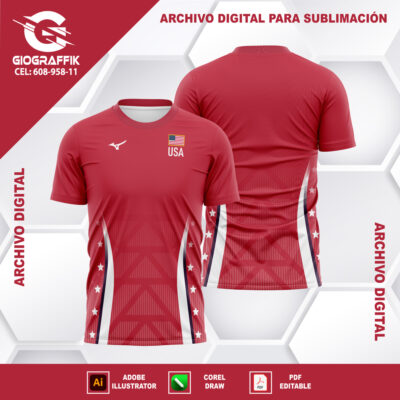 USA RED BLUE GEOMETRIC