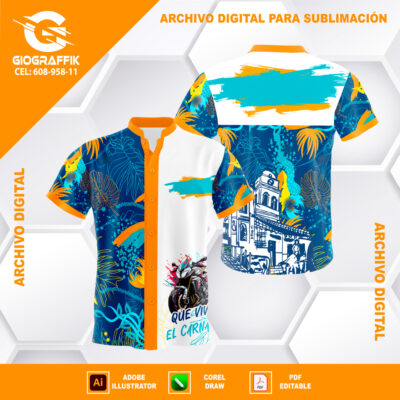 CARNAVALERO GRUNGE ORANGE HOJAS BLUE