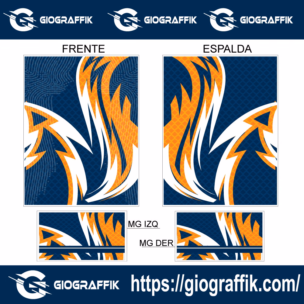 LINEAS FILO CHINITO ORANGE BLANCO MALLA BLUE - Imagen 3