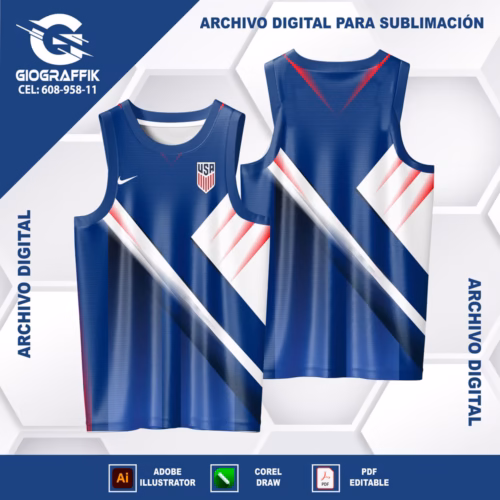 LINEAS FILO GEOMETRIC BLUE RED USA