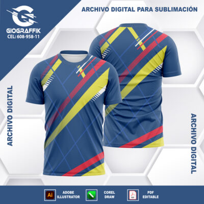 LINEAS MALLA CHINITO GEOMTRIC BLUE YELLOW